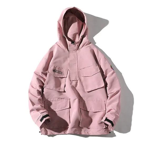 Hooded Work Jacket Casual Windbreaker Outerwear
