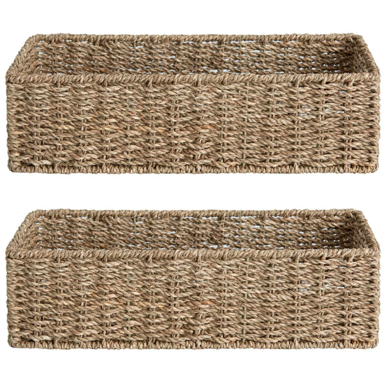 StorageWorks Seagrass Woven Storage Basket Bathroom Storage Organizer Basket Toilet Paper Basket Storage Basket for Toilet Tank Top 2-Pack