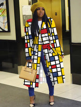 Model wearing a colorful Lapel Windbreaker Jacket for Stylish Outerwear in an urban setting.